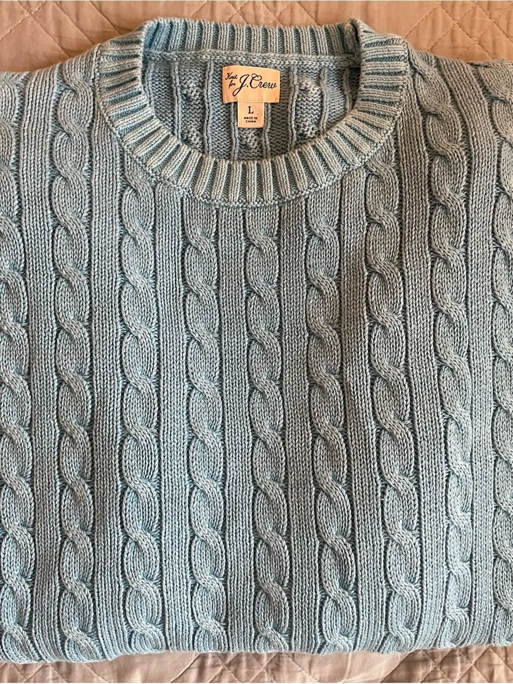 J CREW Garment-dyed cable-knit cotton sweater in Bright Arctic Size L $128 CQ893